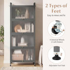 Giantex 5-Tier Kitchen Storage Cabinet, Mobile Microwave Stand with Flip-up PC Doors, Freestanding Kitchen Bakers Rack with 4 Rolling Casters, for Dining Room, Living Room and Study, Grey - color: Grey