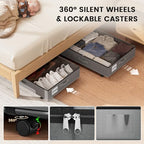 XXXL 78L Under Bed Storage with Wheels, Rolling Storage Containers with Clear Lid & Label, Heavy-Duty Metal Frame, Easy Pull-out, Underbed Storage Bins for Clothes, Shoes, Blankets, and Toys(2PACK) - size: 78L-2pack