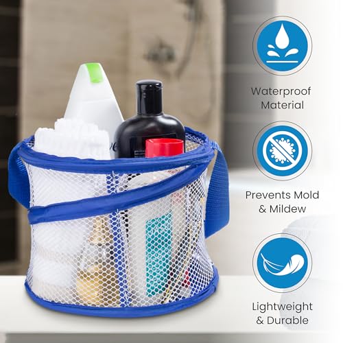 Handy Laundry Foldable Shower Caddy - Collapsible, Portable, Drainage Hole, Carry Handle, Large Compartments. Great Organizer for Camp, Travel, Gym, and Dorm (Blue) - color: Blue, size: Small