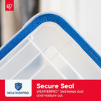 IRIS USA WeatherPro 16 Qt Storage Bins with Lids, 3 Pack, BPA-Free Plastic Gasket Box with Tight Latch and Seal, Stackable Nestable Tote Tub - Clear/Blue - size: 16 Qt. - 3 Pack