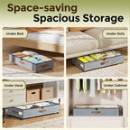 LAMU Under Bed Storage with Wheels, 2 Pack Under Bed Storage Containers with Clear Lids & Label, Rolling Under Bed Drawers for Clothes, Shoes, Blankets, Grey - color: Grey