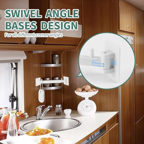 RV Shower Corner Storage Bar Base Angle and Adjustable Rod Length Bottom White Corner Frame Suitable for Fixing Toilets in RVs (1)