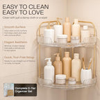 2-Tier Acrylic Corner Bathroom Organizer with Handle Round Skincare & Makeup Storage Tray, Waterproof, Lightweight, Heat Resistant Vanity Shelf for Countertop, Kitchen, Bedroom, Dresser