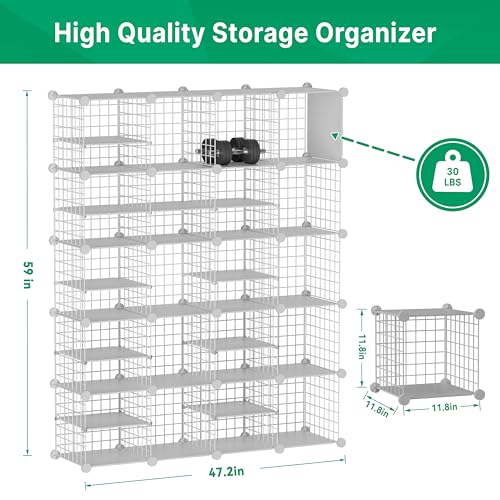 Wire Cube Storage Organizer, 20 Cubes Converted into 23 Cubes, Sturdy Metal Grids Storage Shelf Closet Shelving Units and Storage, Shelves for Bedroom LIvingroom Office - color: White, size: 20 cubes