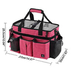 Large Cleaning Caddy Bag Built-in Sturdy Support Board, Cleaning Organizer with Detachable Divider, Cleaning Supply Tote with Adjustable Shoulder Strap&Waist Belt for Cleaners & Housekeeper - color: Rose Red