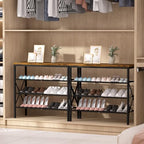 4-Tier Tall Shoe Rack, Large Capacity Shoe Shelf Holds 16 Pairs, Shoe Shelf for Entryway, Hallway, Living Room, Rustic Brown - color: Rustic Brown, size: 27.8" x 10.8" x 26.6"