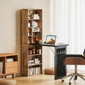 Folding Writing Desk with Storage Shelves, Fold Out Convertible Wall Mounted Table with Blackboard, Foldable Computer Murphy Desk for Small Spaces,Home Office (Natural) - color: Natural