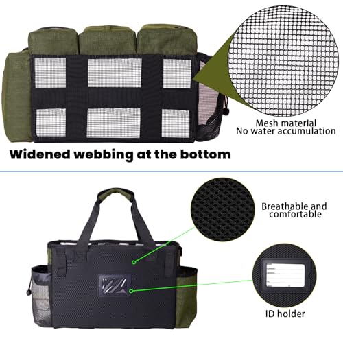 Large Cleaning Caddy Bag Built-in Sturdy Support Board, Cleaning Organizer with Detachable Divider, Cleaning Supply Tote with Adjustable Shoulder Strap&Waist Belt for Cleaners & Housekeeper - color: Green