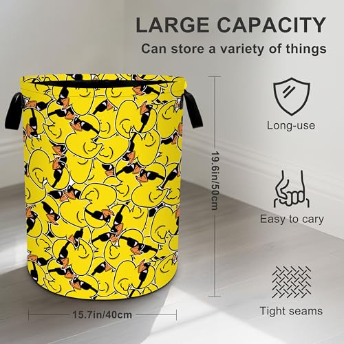 Duck Laundry Basket Storage Bin Foldable Laundry Hamper Clothes Storage Bucket Organizer 19.6x15.7 Inch For Laundry Room/Bedroom/Bathroom - color: Duck