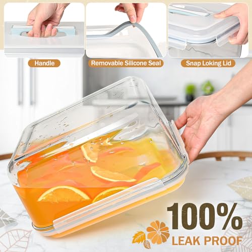 200oz/6000ml/26cup Extra Large Glass Storage Containers with Airtight Lid - Borosilicate Large Glass Food Storage for Rotisserie Chicken, Turkey - XL Big Glass Soup Bowls Freezer to Oven Safe - color: Light blue handle