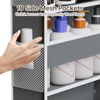 Simple Trending Over The Door Organizer, 5 Large Pockets and 10 Mesh Side Pockets with Clear Window for Bedroom, Bathroom, Pantry and Nursery, Dark Grey