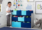 Delta Children Deluxe Multi-Bin Toy Organizer with Storage Bins, Grey/Blue Bins - color: Grey/Blue Bins, style: Organizer