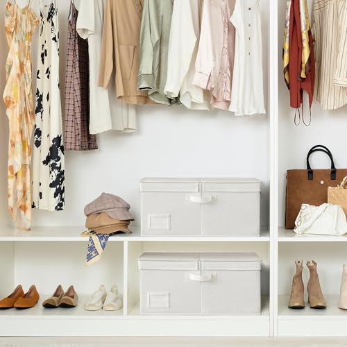 GRANNY SAYS Fabric Storage Bins with Lids, Decorative Storage Boxes, Closet Basket for Shelves, Extra Large Storage Bins for Clothes, Toy Storage Chest, Ivory, 2-Pack - color: Ivory, size: Extra Large - 2 Pack