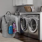 Laundry Bag with Shoulder Straps and Mesh Pocket Laundry Backpack Large Portable Laundry Hamper for College Laundromat Apartment (Gray) - color: Gray