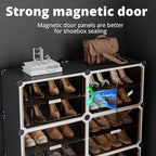 MAGINELS 8-Tier Shoe Rack,Expandable Plastic Shoe Cabinet. Shoe Storage with Door,Entryway, Closets, Hallway, and Bedroom.Accommodates Up to 48 Pairs of Shoes.Grey (3 by 8) - size: 3 by 8 (24 Pairs)