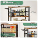 IBUYKE 7.8" Slim Rolling Cart,4-Tier Metal Kitchen Storage Cart,Trolley cart on Wheels for Narrow Space,with Handle and Wooden Tabletop,for Kitchen, Dining Room,Laundry Room,Rustic Brown UTMJ065H - style: Brown