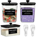 3 Pack Laundry Pods Container Plastic Dryer Sheet Container for Powder Laundry Detergent, Dryer Sheet Holder with Black Lid, Clear Laundry Containers for Laundry Beads Scent Booster - color: 3 Pack