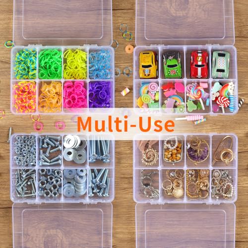 QUEFE 4 Pack 8 Grids Bead Organizers and Storage Tackle Box Organizer Plastic Organizer Box with Removable Dividers or Candies Snacks Electronics Jewelry Small Parts - size: 4pcs