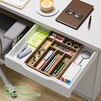 Kiasthome Acacia Wood Silverware Drawer Organizer, Kitchen Utensil Cutlery Drawer Organizer with Dividers, Flatware Organizer, Silverware Tray Holder for Spoons, Forks, 11.8''x16.5'' (6 Slots) - size: 6 Slots