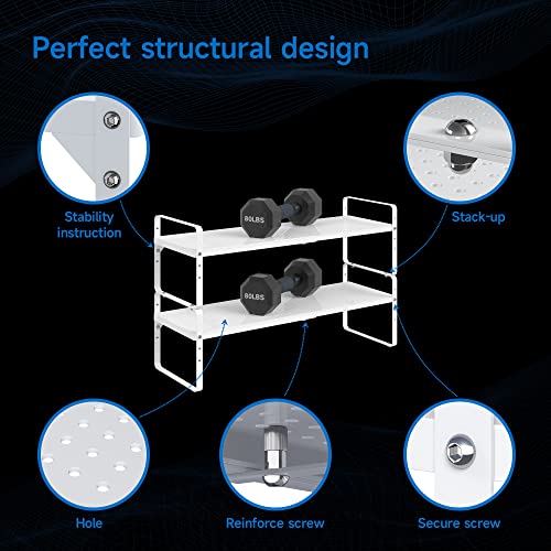 Expandable Cabinet Shelf Organizer Adjustable Metal Spice Rack Stackable Freestanding Counter Storage Shelves for Kitchen Cabinet Under Sink Office Desk (White - 2Pack - L16.5-27'' * W10.2'' * H9.6'') - color: White - 2Pack - L16.5-27'' * W10.2'' * H9.6''