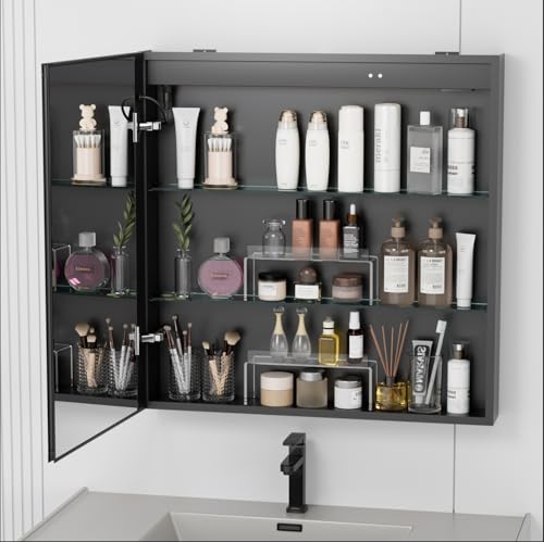 Medicine Cabinet Organizer, Medicine Storage Organizer, Acrylic Makeup Organizer Tray, Clear Bathroom Shelf for Cabinet, Sink, Vanity, Countertop (2-Pack)