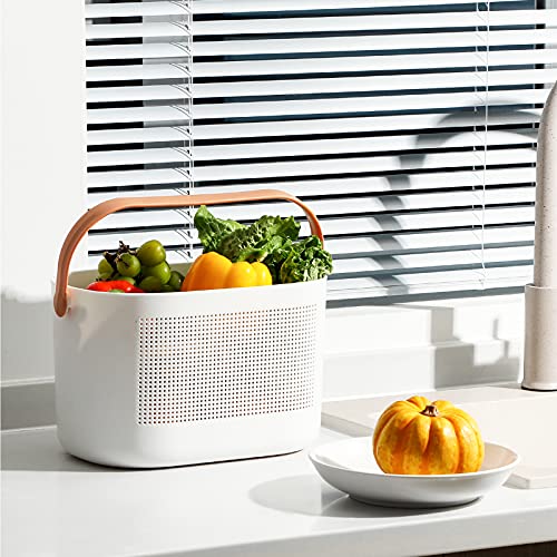 UUJOLY Plastic Storage Baskets with Handles, Shower Caddy Shelf Organizers Basket for Bathroom, Kitchen, Dorm Room, Yellow, 2 Pack - color: Yellow, size: 2 Pack