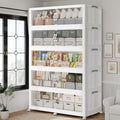 300Gal/1200QT 5-Tiers Extra Large Stackable Storage Bins with Lid, Collapsible Cabinet Closet Organizer Plastic Container Box with Wheels Doors Drawers for Living Room Kitchen Office, White - size: 60Gal, style: 5Pack