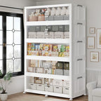 300Gal/1200QT 5-Tiers Extra Large Stackable Storage Bins with Lid, Collapsible Cabinet Closet Organizer Plastic Container Box with Wheels Doors Drawers for Living Room Kitchen Office, White - size: 60Gal, style: 5Pack