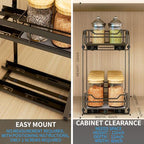 BOIVSHI Spice Rack Organizer for Cabinet, 2 Tier Pull Out Spice Organizer for Cabinet Height Adjustable Heavy Duty Metal Basket for Inside Cabinets & Pantry Closet (5.5''Wx10.5''Dx9.5''H) - size: 2 Tier,5.5''Wx10.5''Dx9.5''H