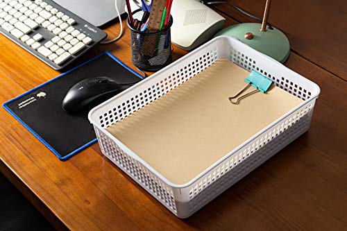 Aebeky A4 Size Plastic Paper Storage Trays,Desktop File Organizer Baskets,6-Packs (White) - color: White