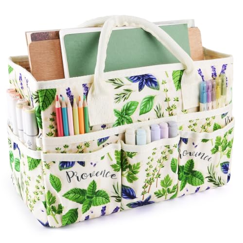 E-WEICHEN Craft Organizer Tote Bag Art Storage Caddy with Multiple Pockets Containers for Art,Craft,and Office Supplies Storage.Spearmint - color: Spearmint