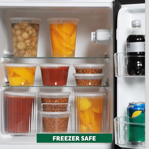 Freshware Food Storage Containers with Lids [8/16/32 oz x 20 each, 60 sets] Deli Containers, Microwave and Freezer Safe, Stackable, Leakproof, BPA Free, Clear - size: 8, 16, 32 oz [60 Set]