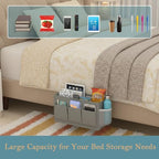 Dual-Purpose Bedside Caddy Organizer Hanging Storage Bag Dorm Storage for Home, Dorm, Bunk, Hospital Beds, Bed Caddy Holder with 6 Pockets for Magazines, Books, Phones, Remotes, Bottles