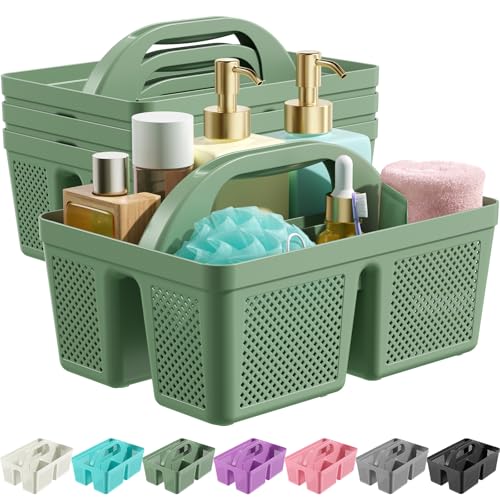 4 Pack Portable Shower Caddy, Integrated Handle, Reinforced Plastic, Organizer Storage Bathroom Supplies and Beauty Products, Cleaning Supplies, Shower Basket for Home, Dorm, Shelf and Cabinet - color: Green
