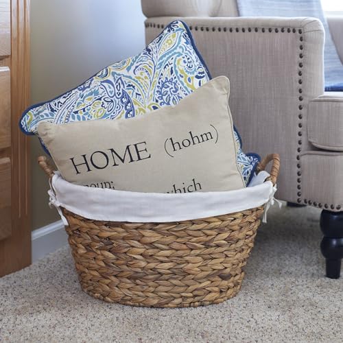 Household Essentials Round Wicker Laundry Basket with Handles, Whimsical Water Hyacinth Basket, Supportive Metal Frame, Removable Polyester Liner, Handwoven, Well-Structured and Versatile, Natural - color: Natural Water Hyacinth