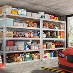 REIBII 2500LBS Garage Shelving 40" W Storage Shelves Adjustable Metal Shelving 5 Tier Pantry Shelves for Garage Closet Kitchen Basement 40" W x 19.7''D x 72''H, Silver - size: 40"W x 19.7''D x 72''H