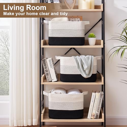 OIASKET Storage Basket for Organizing, Woven Baskets for Storage, Rectangle Decorative Baskets for Shleves, Closet, Toys, Books, Nursery Organizer Bins - Pack of 3 (Gradient Black, 13"x9.85"x8.7") - color: Gradient Black, size: 13"x9.85"x8.7"