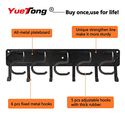 YueTong 68" All Metal Garden Tool Organizer,Adjustable Garage Wall Organizers and Storage,Heavy Duty Wall Mount Holder with Hooks for Broom,Rake,Mop,Shovel(4 Pack) - size: 68" organizer