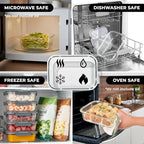 Zulay Kitchen 5 Piece Large 36oz Glass Tupperware Container Set with Lids - Premium BPA Free Borosilicate Glass Food Storage Containers - Leak-Proof Meal Prep - Microwave, Freezer & Oven Safe - Gray