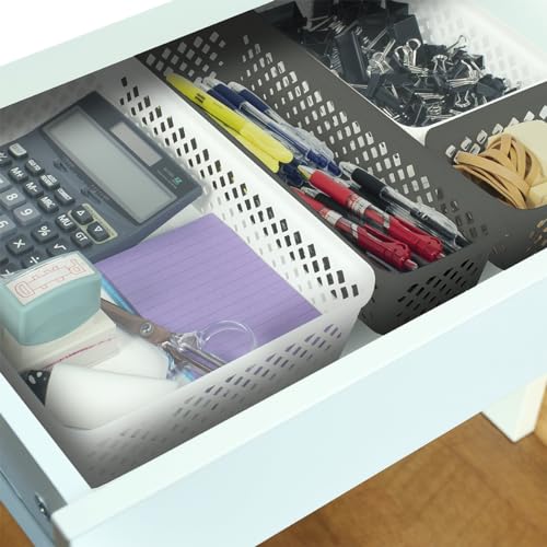 Glad Plastic Storage Basket Set - Multipurpose Drawer Trays, Kitchen Pantry Containers, and Bathroom Bins - 9 Pack Small Organizers, White, 6.25" L x 4.6" W x 2.7" H - color: White, size: Small