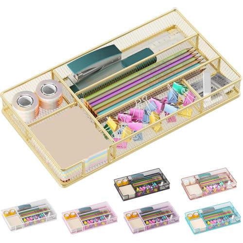 Desk Drawer Organizer Tray, Office Drawer Organizer, Desk Accessories & Workspace Organizers, Suitable for Tools, Pencils, Office Supplies Storage (Gold) - color: Gold