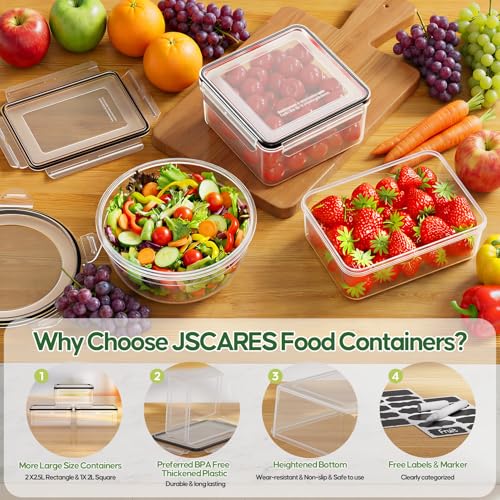 JSCARES 62 PCS Large Food Storage Containers with Lids Airtight (31 Lids & 31 Containers)- Reusable Plastic Leakproof Meal-Prep Container for Kitchen Storage Organization Microwave/Dishwasher Safe - color: 31 Pack