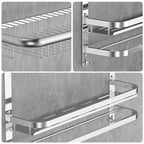 CAXIMSY Foldable 23.22 Inch Rowel Rack Wall Mounted with Bathroom Shower Shelves Stainless Steel Towel Bar Without Drilling and Screw Installation (Silvery) - color: Silvery