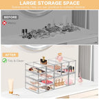 Desk Organizer with 7 Drawers, FODIENS 7 Packs Acrylic Stackable Desktop Storage Drawers Makeup Organizer, Clear Craft Storage Box Cabinets for Office Vanity Countertop Bathroom Bedroom - size: 7 Drawers