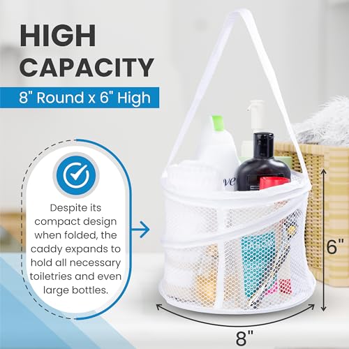 Handy Laundry Foldable Shower Caddy - Collapsible, Portable, Drainage Hole, Carry Handle, Large Compartments, Great Organizer for Camp, Travel, Gym, and Dorm (White) (Pack of 2) - color: White, size: Small (Pack of 2)