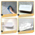 3 Pcs Small Foldable Floating Shelves for Living Room Bathroom,Bedside Shelf No Drill,Adhesive Shelves Organizer,Stick on Wall Rack Shelf Kitchen Entryway Bedroom,Bed Bedside Tray White