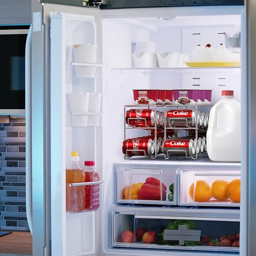 Sorbus Soda Can Rack Beverage Dispenser 12 Can Dispenser Organizer for Refrigerator (2 Pack, Silver) - color: Silver, size: 2 Pack