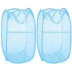 Larpur Pack of 2 Pop up Laundry Hampers, Collapsible Laundry Baskets, Portable Mesh Clothes Hampers for Home Room, College Dorm, Apartment, Foldable Hamper with Carry Handles, Sky Blue - color: 2*Sky Blue