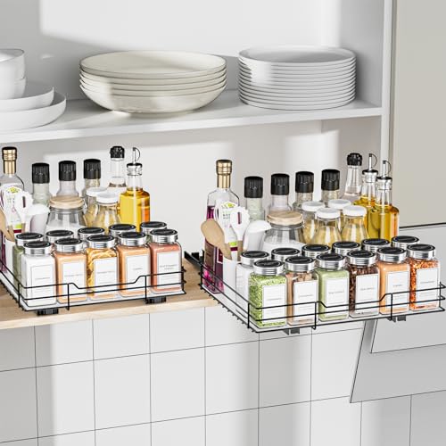 BOIVSHI Spice Rack Organizer for Cabinet, 1 Tier Pull Out Spice Rack, Spice Organizer for Cabinet, Kitchen and Pantry, Fits Spices, Sauces, Canned Food (12.5''Wx10.5''Dx2.5''H) - size: 1 Tier,12.5''Wx10.5''Dx2.5''H
