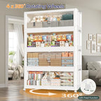 640QT Large Plastic Storage Boxes with Wheels & Lid, 160GAL Stackable Closet Organizers, Collapsible Folding Cabinet for Home Office Kitchen, 4Pack White - color: White